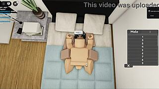 A sexy couple with big tits engages in sex on Roblox