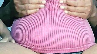 close up of juicy hairy pussy and saggy tits on curvy blonde indian babe