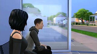 Незнакомец дрочит рядом с ней на автобусной остановке на публике.