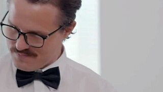 Robby dives under the bride's dress, concealing himself completely for some fun.