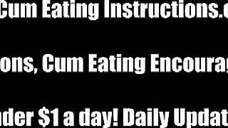 Teen slut gives jerk off instructions, don't waste a drop of cum