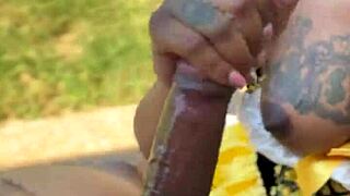 Goldilocks & the big dick in sloppy ebony sex tape