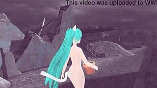 Hatsune Miku in full nude cat costume mod. Hello Planet Project Diva shows every detail!