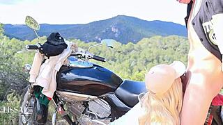 Stepbrother Nails Me Hard Outdoors on a Motorcycle Until We Almost Get Caught