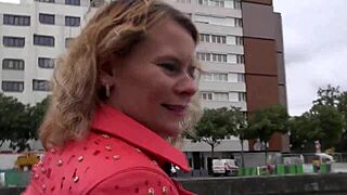 Mature chubby blonde teases with huge tits before diving into a steamy threesome.