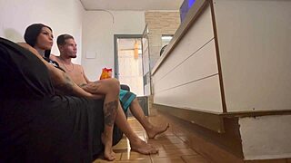 brazilian latina amateur gives blowjob in see-through outfit.