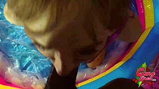 Rebecca gets her throat whooped with big black cock