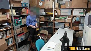Busty ebony teen thief punished by perv officer 😈