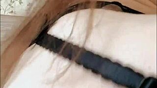 Russian student in stockings fingers both holes.