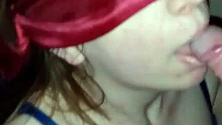 Girlfriend sucks friend blindfolded, unaware of filming