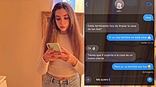 Blonde maid in tight jeans gets fucked hard and squirts.