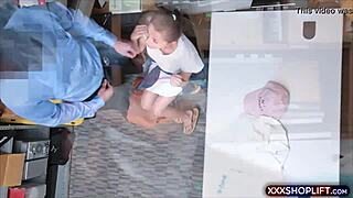 Very Cute Shoplifter! Fucks The Security For Freedom With Blowjob!