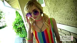 Blonde Cutie Mackenzie Moss Delivers Raw Handjob and Face Sitting to Big Norwegian Cock