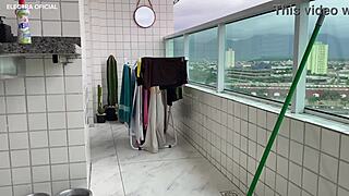 This latina maid’s stunning ass in tight shorts keeps teasing me