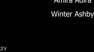 Winter Amirah Engages in Sensual Lesbian Scissoring in Snowy Scene.