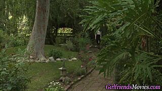 Teen Lesbians in Stockings Tease with Hot Tribbing Action