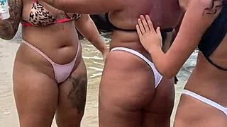 Hairy lesbians swinging on african beach