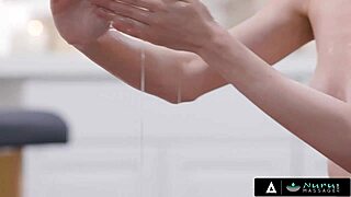 nuru massage - new masseuse-in-training kyler quinn learns how to please her clients with deepthroat blowjob missionary big cock riding petite 18+ oiled