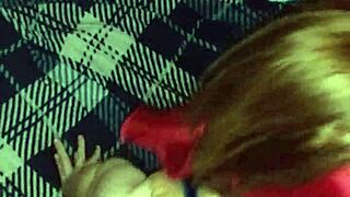 Girlfriend sucks friend blindfolded, unaware of filming