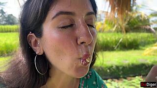 Cumwalk eating pasta with sperm on face