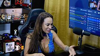 Belinha Baracho In Podcast Seduces Host With Sensual Kiss And Cock Touch, Glamour Close Up