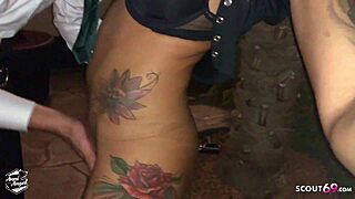 german party slut gets licked by random guys in the store