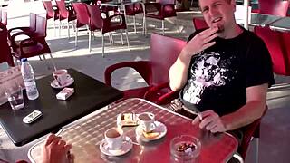 Beautiful brunette seeks nice cock on the street, contrasting her shapely figure