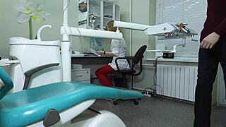 A hot dentist sucks monster cock and swallows cum