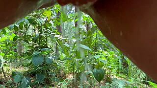 Latina with big ass masturbates in forest to orgasm