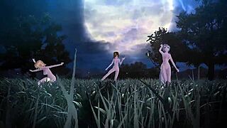 Kagamine Rin, Meiko, and Haku in Knife Project Diva Nude Mod