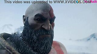 kratos and freya share blowjob then outdoor pussy fucking