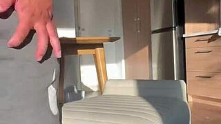 Throbbing 9 inch dick strokes sex toy to big orgasm