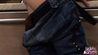 Tight teen Alex strips off skinny jeans revealing every curve.
