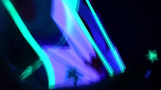 Samantha Saint enjoys lesbian sex under black light with big tits