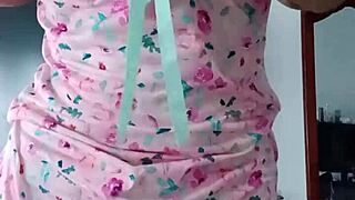 Model in sexy pink pajamas with innocent colleague