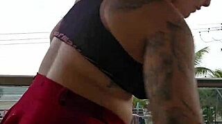 girl flashes her ass on the balcony in skirt