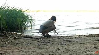 teen redhead mia hits wild orgasm by the lake