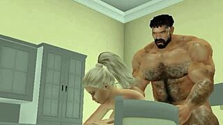 lucky neighbor gets fucked by finest hunk in kitchen