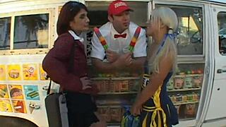 I seduced cami strella into her first lesbian threesome with freya parker, spanking and sucking big natural tits.