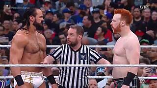 Gunther battles Sheamus and Drew McIntyre for Intercontinental Championship at WrestleMania 39.
