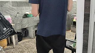 my STEPSISTER got STUCK in the KITCHEN while CLEANING i HELPED her and FILMED her BROWN BUTTOCKS