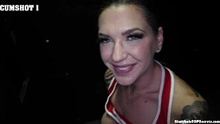 I watched two MILFs Rocky and Cory swallow nine loads each at the gloryhole, cum dripping on their faces and tongues