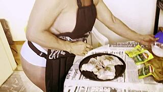 cooking in the kitchen turns into wild doggystyle pounding