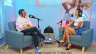 latina sex addict wets pussy with fuckmachine on podcast