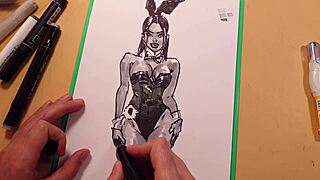 Quick sketch of hot girl in latex.