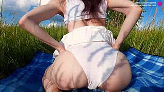 Hot wife tests hard boner's stamina with juicy pussy outdoors