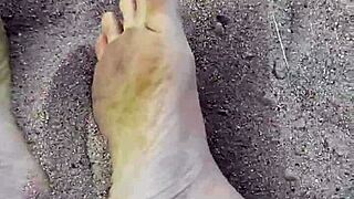 Bare Feet in Sand for Sensory Foot Fetish Modeling