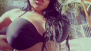 Angelina dives into Miami pool for big black dick deepthroat and cowgirl riding.