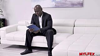 Watch Mylfex's busty secretary get drilled doggystyle by her black boss