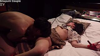 busty japanese beauty emuyumi experiences intense cunnilingus orgasm in couple video with passionate foreplay